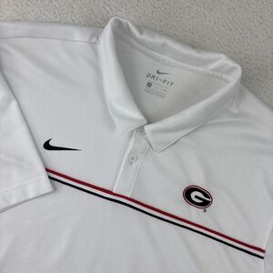 GEORGIA BULLDOGS x‎ NIKE Mens On-Field Polo Shirt 2XL White Dri-FIT Performance